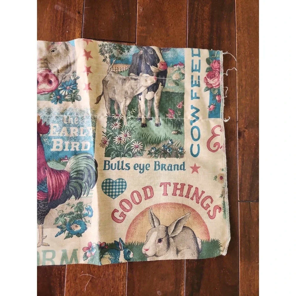 Vtg Fabric Valance Country Farm Cow Pig Cottagecore Joann Kessler 69